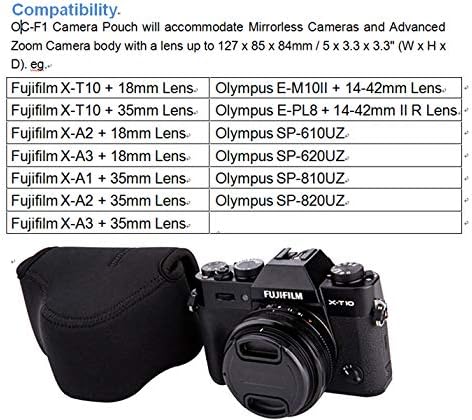 JJC Black Ultra Light Neoprene Camera Case, Compatible with X-E4 X-T30 II X-T30 X-T20 X-T10 +Short Prime Lens, 18mm F1.4/ 27mm F2.8/ 35mm F2, Pouch Bag Fuji X100V X100VI, Compact Size 127x85x84mm - Image 2