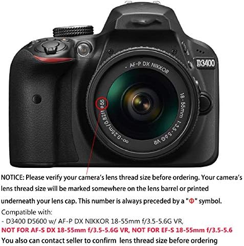 55mm Lens Hood Set Compatible with Nikon D3400 D3500 D5500 D5600 D7500 DSLR Camera with AF-P DX 18-55mm f/3.5-5.6G VR Lens, Collapsible Rubber Hood + Reversible Tulip Flower Hood + Lens Cap - Image 2