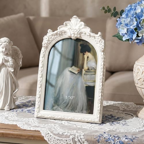 Cuspin 5x7 White Arched Picture Frame, Elegant Decorative Photo Frame - Image 3