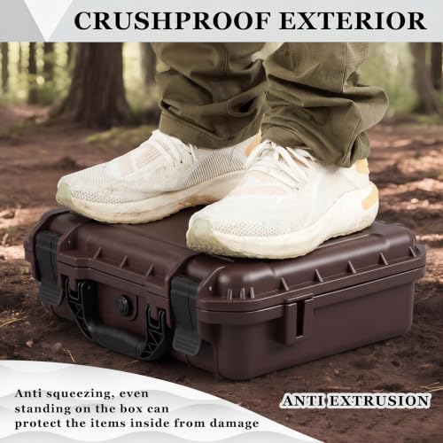 Relaxweex 14.3 x 11.4 x 4.5 Inch Hard Case, Stripe Shell, Brown - Image 4