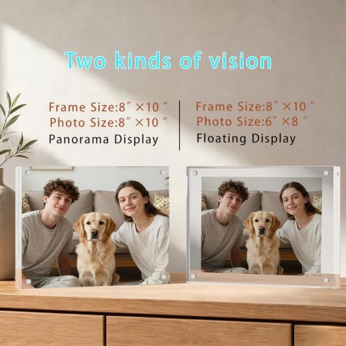 Meetu Acrylic Picture Frame 8x10,Clear Freestanding Double Sided 24mm Thickness Frameless Magnetic Photo Frames Desktop Display with Gift Box Package (5 Pack) - Image 6