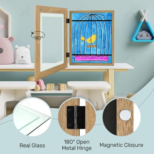 2 Pack 8.5x11 Front-Opening Kids Artwork Frames Changeable (Brown) - Image 5