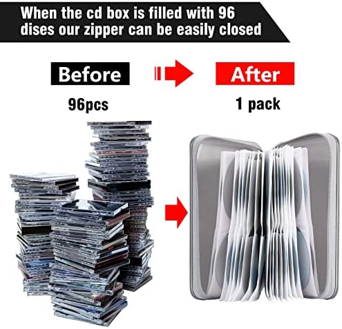 Siveit CD DVD Cases 96 Capacity Disc Storage Binder for Car(Silver) - Image 4