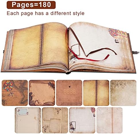 Our Adventure Book 180 Pages Scrapbook Photo Album,Retro Embossed Letter Leather Hardcover Travel Diary Journal Scrap Book For Couples,Memory Book For Anniversary Wedding - Image 4