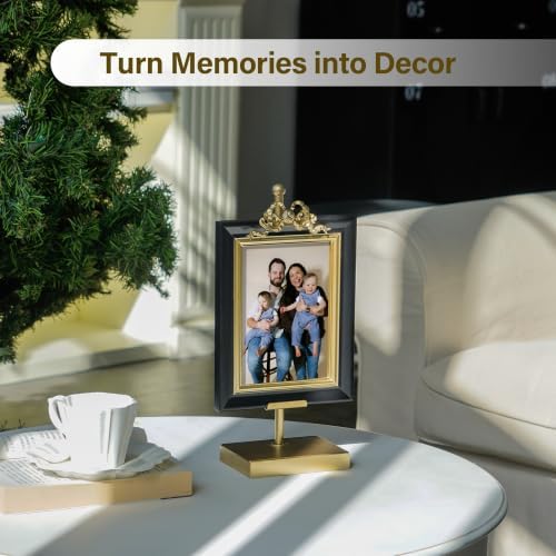 Black & Gold Picture Frame – 4x6 Picture Frame with Detachable Stand, Golden Picture Frames for Wedding, Anniversary, Tabletop Display Gift - Image 3