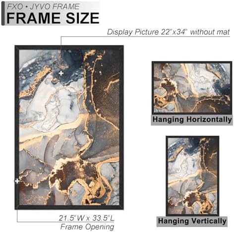 Fxojyvo 22x34 Picture Frame Set of 2 Black Engineered Wood Wall Hanging - Image 4