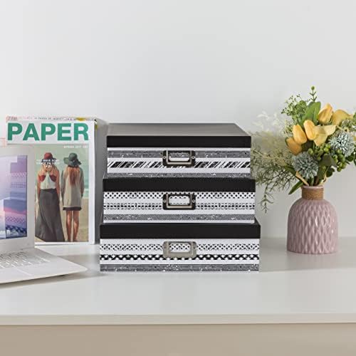 SLPR - Nesting Black and White Storage Boxes with Lids, Set of 3 - Image 2