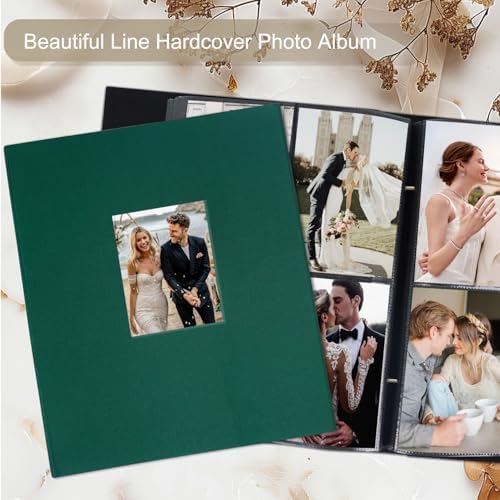 Artmag Fabric Photo Album 4x6 400 Large Capacity for Family Wedding Anniversary Linen Album Holds 400 Vertical Photos (400 Pockets, Dark Green) - Image 4
