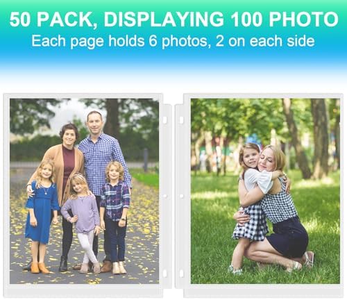 100 Pack 8 x 10 Photo Sleeves for 3 Ring Binder(100 Pictures) - Image 3