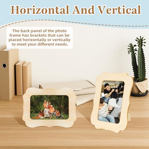 VOKOY 30 Pack Wooden Picture Frames for Crafts, 4" x 6" Photos DIY Wood Frames for Crafting,Unfinished Standing Photo Frames DIY Crafts Wood Decorate for Birthday Party Gifts, Vintage Shape - Image 4