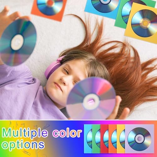 Faccito 240 Pcs Paper Cd Sleeves Colored Bulk 4.92 x 4.92 Inches DVD Sleeves Vcd Envelopes Disc Sleeves Cd Cases Movie Cases for DVD, Mutiple Colors - Image 5