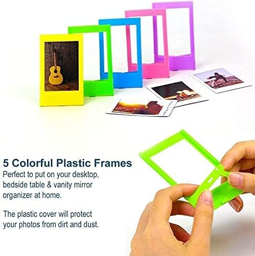 Fujifilm Instax Mini Instant Film (2 Pack, 40 Sheets) 5 Plastic Desk Frames + 60 Sticker Frames + 2 Packs Corner Stickers - Image 3