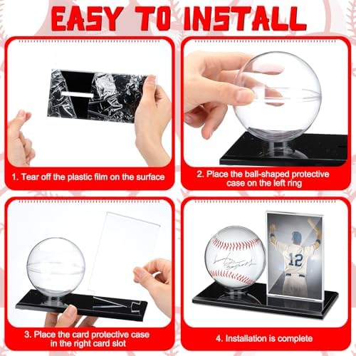 DoubleFill Acrylic Display Case Ball Cards,Black,Small,Baseball - Image 5