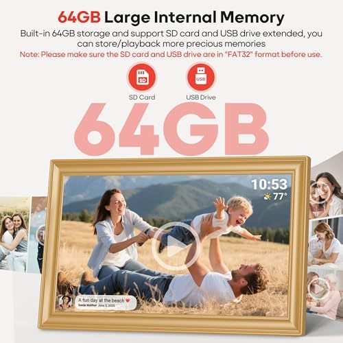 64GB 15.6" Frameo Digital Picture Frame WiFi, Large Electronic Photo Frames Golden 1920 x 1080 IPS FHD Touch Screen, Send Photos from Your Phone from Anywhere, Best Gifts for Family and Friends - Image 3
