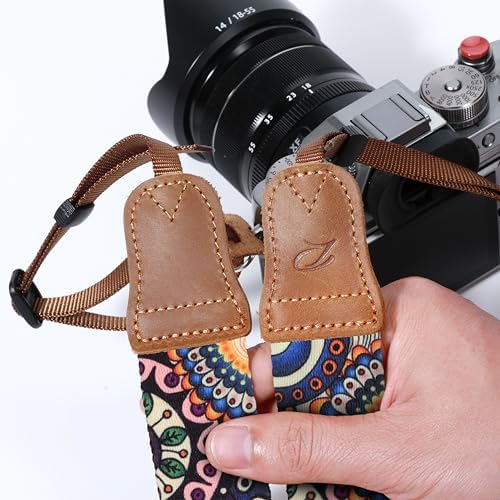 Padwa Lifestyle Camera Strap - 1.5" Soft Nylon Print Crazy Horse Cowhide Head Camera Straps for Photographers and All Cameras,Cute Adjustable Vintage Woven Strap for Adults & Kids(Bohemian Bloom) - Image 4