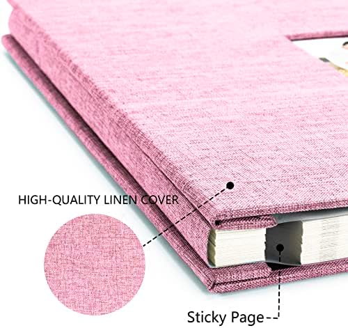 Photo Album Self Adhesive Pages Scrapbook, 13.2x12.8 Pink 60 Pages - Image 3