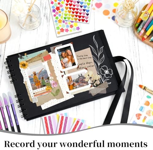 Vienrose Scrapbook Album 80 Pages 11x8 Inch Black - Image 6