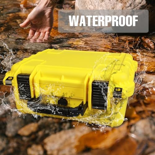 Jack Boss 14x 11.5x 6.5 Inch Hard Case, Portable Weather Waterproof Protective Camera Case with Customizable Foam, Fit Use of Drones, Camera, Equipments, Yellow - Image 4