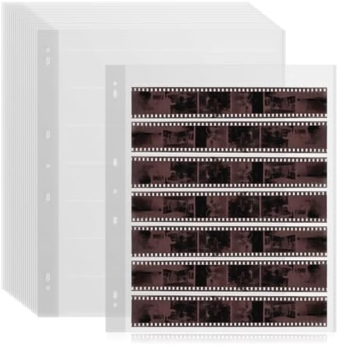 50 Pcs 35mm Film Negative Sleeves Film Negative Storage Album 35mm Size Negative Pages Holds Seven Strips of Six Frames Help You Collect and Organize Film by KDIMSY