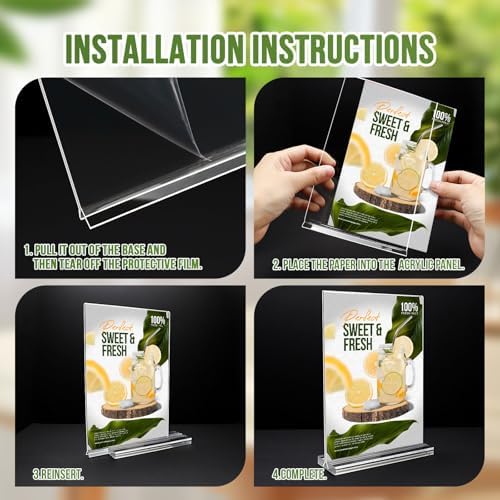 Acrylic Sign Holder 5x7, 25 Pack Clear Double Sided Table Menu Vertical Display, Plastic Flyer Display Stand, Paper photo Plastic Sign Frame Suitable for Restaurants Office Store Hotels, Show Fair - Image 7