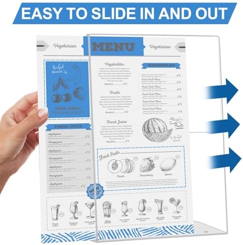 EHWINE 6 Pack 8.5 x 11 Acrylic Sign Holder, Clear Plastic Signs Display Stand, Vertical Slanted Back Paper Holder Stand up Table Top Sign Holders Flyer Stand Frames Suitable for Office Business Store - Image 5