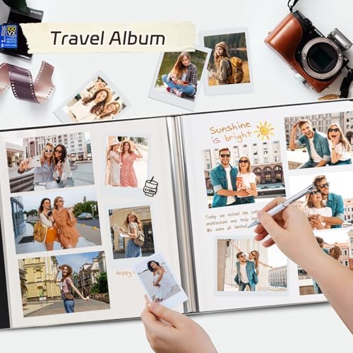 RECUTMS Self Adhesive Photo Album, Large PU Leather Cover, DIY Scrapbook - Image 4