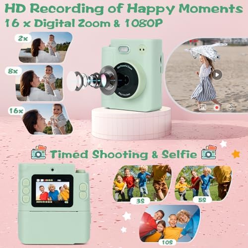 Cudinham Kids Camera Instant Print, Gifts for Age 3-12 Kids, 5 Rolls Paper - Image 3