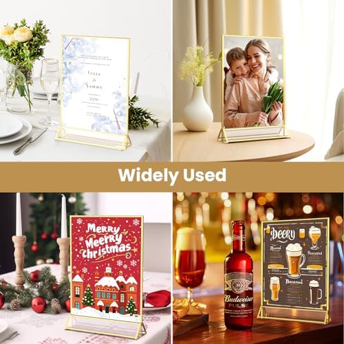 6 Pack Acrylic Sign Holder 5X7 Double-Sided Gold Frames - Image 6