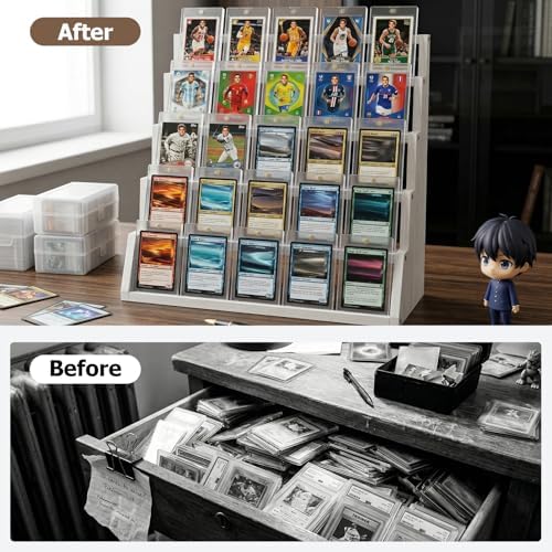 5 Tier Wooden Card Display Stand Holds 20-25 PSA BGS SGC Graded Sports Card - Image 6