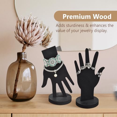 MOOCA 6-Piece Wooden Hand Jewelry Display Set, Wall Mount or Stand - Image 5