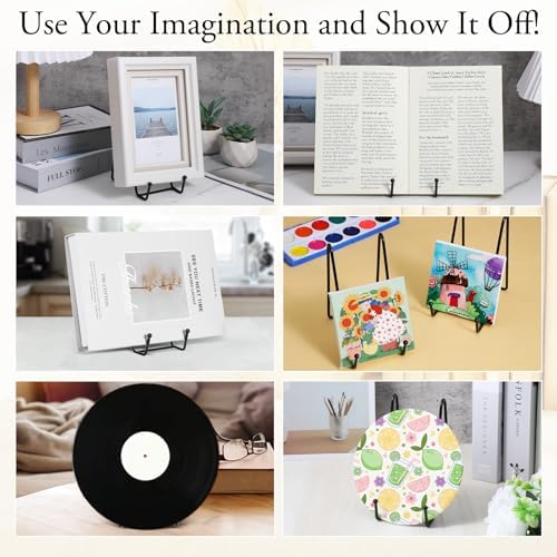 12 Pack 6 Inch Metal Plate Display Stands, Black Multi-Purpose Easel Stands for Photos/Books/Plaques/Artwork, Tabletop Holder - Image 4