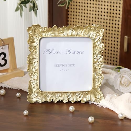 Cuspin 6x6 Picture Frame, Gold Vintage Resin Square Frames Home Decor - Image 7