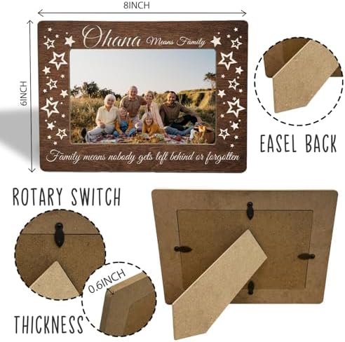 Family Picture Frame Gifts - Hawaiian Gifts - Ohana Means Family Wooden Photo Frame 4x6, Gift for Mom Dad Grandma Grandpa - Image 2