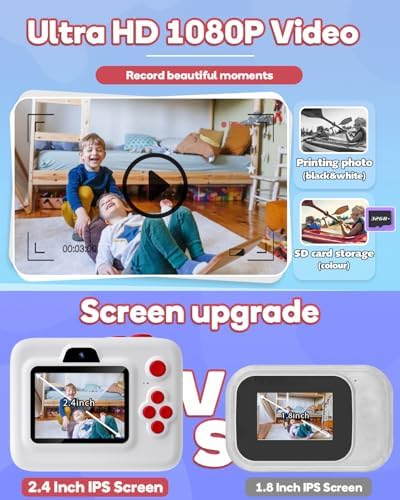 Dylanto Instant Print Camera for Kids,2.4 Inch Screen Kids Instant Cameras, Christmas Birthday Gifts for Girls Age 3-12, Portable Toddler Toy for 3 4 5 6 7 8 9 10 Year Old Girls Boys White - Image 5