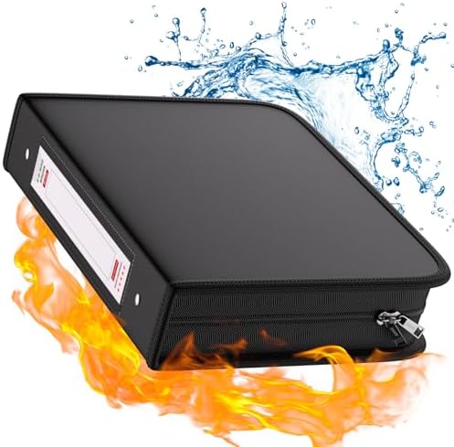 Fireproof 3 Ring Binder with Zipper, 2" D Rings Holds 450 Sheets by ZOOPIP