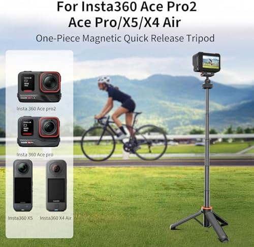VRIG 15.9" Extended Selfie Stick Tripod for Insta360 X6/Ace Pro2, Magnetic Quick Release Selfie Sticks Handle Grip,360° Portable Vlog Monopod Pole for Insta360 X5/X4/ACE Pro/Ace Accessories - Image 6