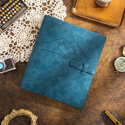Leather Photo Album for 4x6 Pictures Album Book With Writing Space for Family Wedding Anniversary Birthday Christmas Baby Vacation, Gift for Anniversary (Blue Heart) - Image 5
