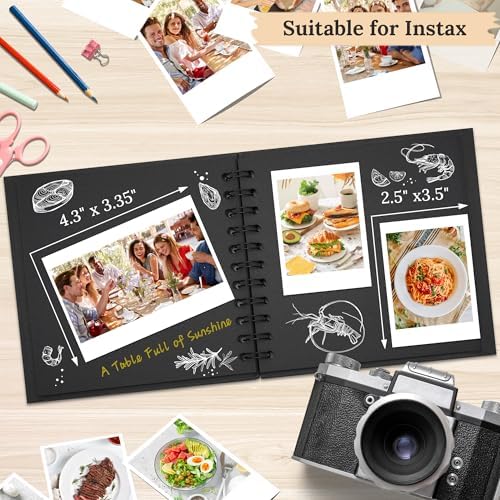 6.3x6.3 in Scrapbook Photo Album 20 Sheets, Black - Image 4