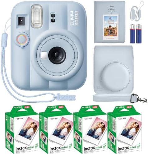 Fujifilm Instax Mini 13 Instant Camera Frost Blue + MiniMate Accessory Bundle with Custom Case + Fuji Instax Film Value Pack (40 Sheets) & Photo Album by FUJIFILM