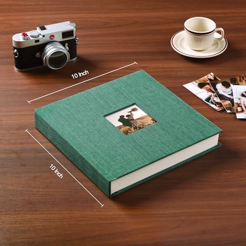 Pssoss 8x8 Inch DIY Scrapbook Album, Linen Hardcover, 40 Pages, Dark Green - Image 2