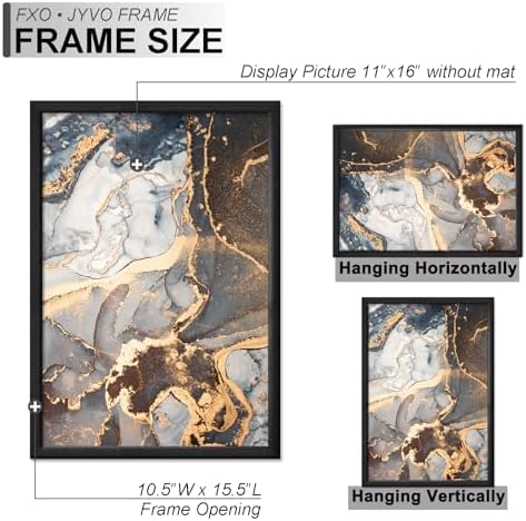 Fxojyvo 11x16 Picture Frame Set of 2 Black Engineered Wood Wall Hanging - Image 4