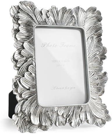 Cuspin Silver Picture Frame 3.5x5 Small Vintage Frame Ornate Palm Leaves by Cuspin