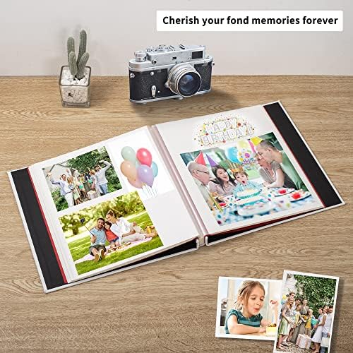 Large Photo Album Self Adhesive for 4x6 5x7 8x10 Pictures Magnetic Scrapbook Album 20 Sheets / 40 Pages Linen Cover DIY Photo Album with A Metallic Pen and and Plastic Board(White) - Image 2