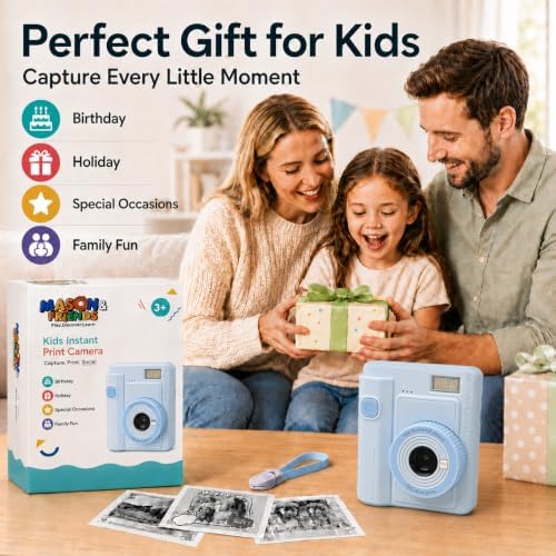Mason & Friends Kids Print Camera Gift Set, 1080P Video, 16X Digital Zoom, Easy-to-Use Design for Boys and Girls Ages 3-12 - Image 2