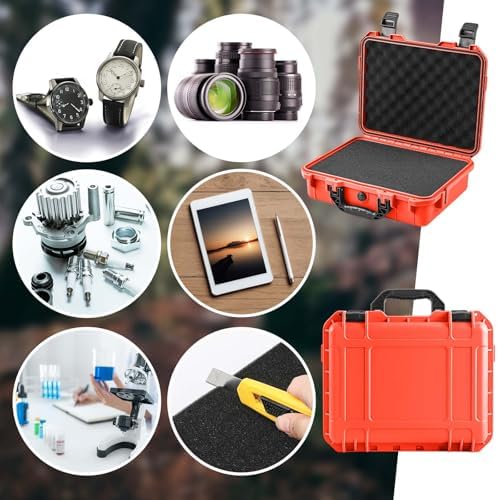 Relaxweex 8.5 x 6.5 x 3.7 Inch Hard Case, Grid Shell, Reddish Orange - Image 7