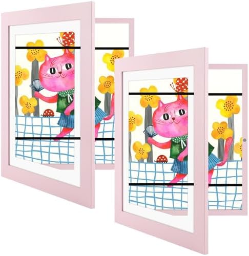 2 Pack 10x12.5 Front-Opening Kids Artwork Frames Changeable (Light Pink) by GoldenStateArt