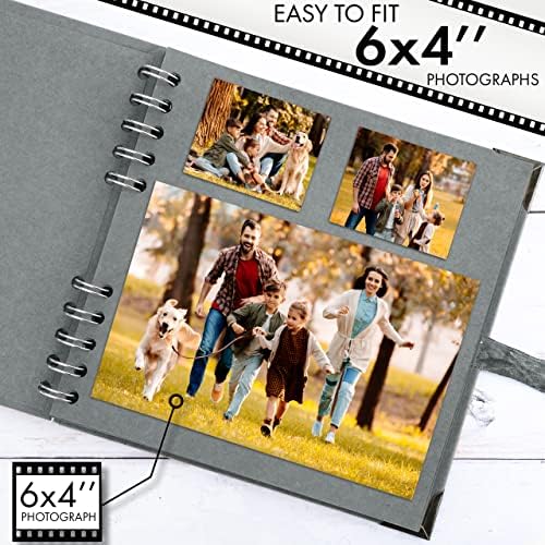 Bstorify Square Scrapbook Photo Albums 7 x 7 Inch Grey Hardcover with Ribbon Closure - Ideal for Scrapbooking, Art & Craft Projects - Image 4