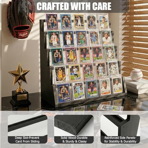 5 Tier Wooden Card Display Stand Holds 20-25 PSA BGS SGC Graded Sports Card - Image 6
