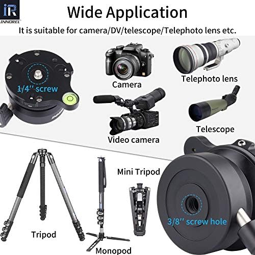 INNOREL Tripod Leveling Base, LB60 Leveling Base Half Ball with Offset Bubble Level and Bubble Level Bag for Canon, Nikon and Other DSLR Cameras with 1/4" Thread, Tripods and Monopods with 3/8" Thread - Image 6