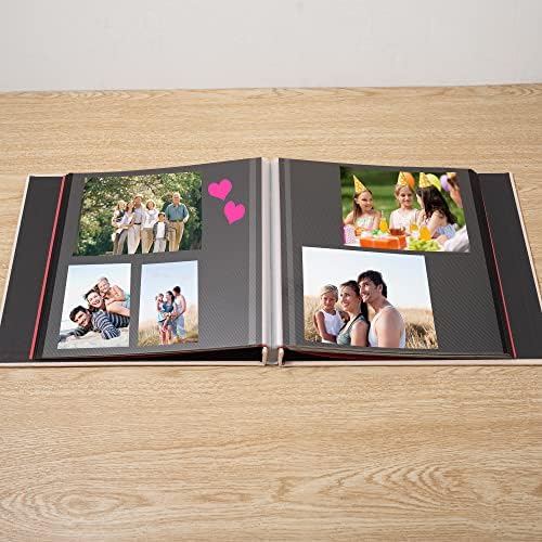 Large Photo Album Self Adhesive for 4x6 8x10 Magnetic Scrapbook DIY 60 Black Sticky Pages Beige Linen Cover Photo Album - Image 3